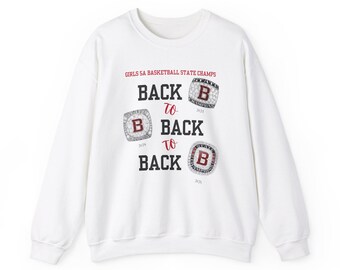 Girls Basketball State Championship Crewneck Sweatshirt, Back to Back to Back State Rings, Unisex Sports Team Apparel, Hooded Jumper,