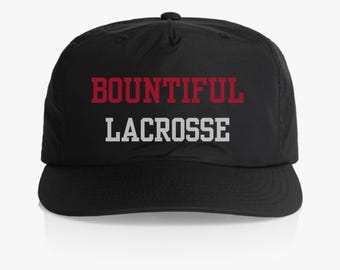 Bountiful Lacrosse Hat with Redhawks, Bravehawks, Screen Printed, Sports Cap for Men and Women, Athletic Nylon Hat, Sports Fan, Surf Cap