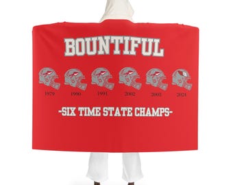 Bountiful Sherpa Fleece Blanket, Bountiful Football, State Champs, Braves and Redhawks, Cozy Sports Fan Gift, Game Day Throw