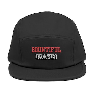 Embroidered 5 Panel Cap, Bountiful Braves Sports Hat, Clip Back Baseball Cap, Team Logo Cap, Adjustable Embroidered Hat, Team Spirit