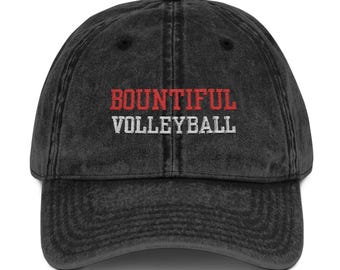 Embroidered  Bountiful High Volleyball vintage wear baseball Hat, High School Team Cap, Retro Sports Fan Gift, Distressed Trucker Hat,