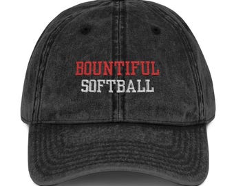 Embroidered Vintage Cap, Bountiful Baseball Hat, Softball Cap, Retro Style Headwear, Bountiful High School Gift