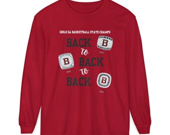Bountiful Girls basketball Back-to-Back-to-Back Championship Long Sleeve T-Shirt, Sports Fan Tee, Team Spirit Wear, Gift for Athletes