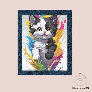 Colorful Kitten - Cat Cross Stitch Pattern – Cozy & Cute – Digital PDF – Pattern Keeper Compatible – Charming Cat Pattern for Cat Lovers