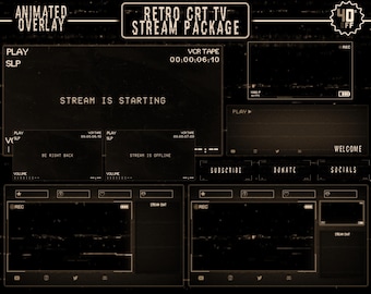 Scary Retro TV Stream Overlay - Dark Twitch Overlay - CRT - VCR - Horror - Goth - Creepy Glitch Pack - Streamlabs - Obs