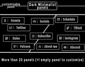 Dark Minimalist Panels - Twitch Black Panels - Cute - Aesthetic - Simple - Black and White - Add On Stream - Streamlabs - OBS