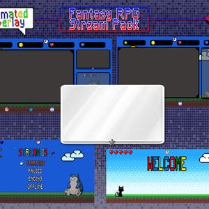 Fantasy Night Twitch Overlay - RPG Stream Pack - Old School - Gameboy Advance - Retro Games - Pixel Art - Streamlabs - OBS