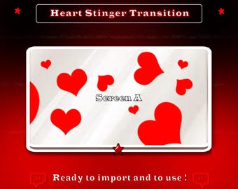 Animated Hearts Stinger Transition - Cute Twitch Transition Overlay - Valentine - Kawaï - Heart - Love - Add On Stream - Streamlabs - OBS