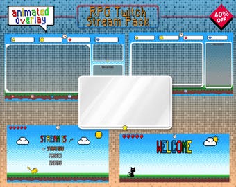 RPG Fantasy Twitch Overlay - Retro Stream Pack - Pixel Art Overlays - Old School - Full Stream Pack - Retro Games - Streamlabs - OBS