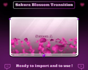 Animated Sakura Transition Overlay - Petals - Esthetic - Pink - Cherry Blossom - Add On Stream - Streamlabs - Twitch Transition - OBS