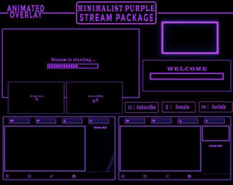 Animated Purple Minimalist Stream Overlay - Dark Theme - Simple Minimal Twitch - Clean - Purple Screens - Basic Gradient - Streamlabs - OBS