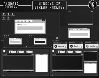 Dark Windows Stream Overlay - Retro Lofi Windows Xp Twitch - Animated Stream OVERlay - Black Theme - Error - Desktop - Streamlabs - Obs