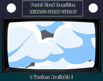 Animated Pastel Clouds Transition Overlay - Lofi Theme - Cute Stinger Transition - Minimalist Cloud - Add On Stream - Streamlabs - Obs