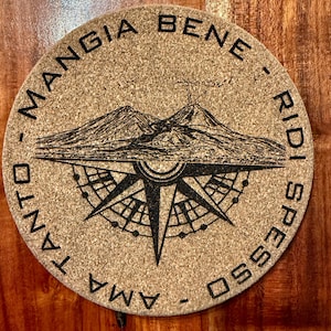 Volcano of the Senses | Mystical Cork Coaster with Laser Engraving | Vesuvius