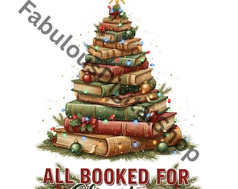 Christmas Book Tree PNG, Retro Christmas Reading Sublimation Design, Librarian Christmas PNG, Christmas Season Digital Download for Teachers