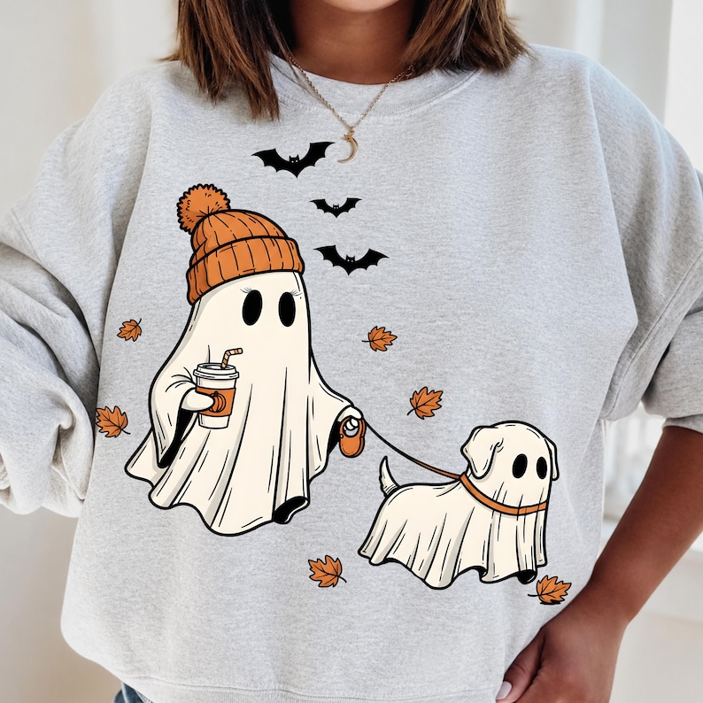 Cachorro Fantasma de Halloween PNG SVG, Fantasma Fofo svg, Fantasma Assustador, Temporada Assustadora, Halloween Fofo, Presente de Halloween, Presente para Ela imagem 1