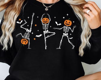Esqueleto Dançante Engraçado PNG SVG: Design de Abóbora de Halloween (Download Digital)