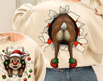 Christmas Reindeer PNG Front and Back, Funny Xmas PNG, Tis The Season PNG, Preppy Christmas png, Coquette Christmas Movie, Christmas png