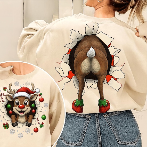 Christmas Reindeer PNG Front and Back, Funny Xmas PNG, Tis The Season PNG, Preppy Christmas png, Coquette Christmas Movie, Christmas png