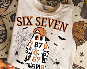 Six Seven Ghost PNG, Viral Gen Z Saying Clipart, Viral Internet Meme Humor, Funny Generation Z, funny 67 Trend,  Spooky Season Halloween png