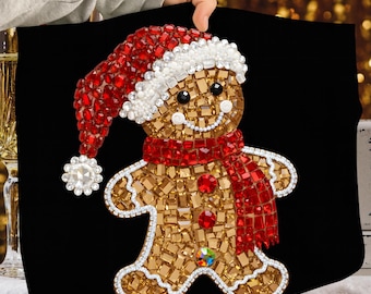 Rhinestone Gingerbread PNG Christmas PNG Jewel Gingerbread Art Sparkly Holiday Clipart Glitter Cookie Illustration Festive Xmas Shirt Design