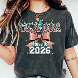 Senior 2026 PNG | Senior 2026 svg| Leopard Lightning SVG | Coquette Class of 2026 Sublimation | Preppy Graduation Bow Design