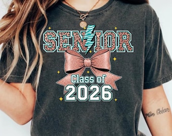 Senior 2026 PNG | Senior 2026 | Leopard Lightning png | Coquette Class of 2026 Sublimation | Preppy Graduation Bow Design