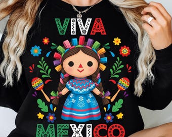Viva Mexico Stoffpuppe Clipart: Mexikanische Volkskunst PNG SVG, Viva Mexico, Cinco De Mayo (Digitaler Download)