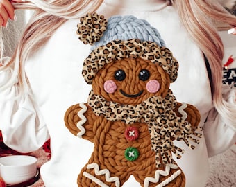Gingerbread png Christmas Crochet PNG Faux Yarn Crochet gingerbread PNG Christmas Shirt Png Christmas Snowman Png Pink gingerbread Png