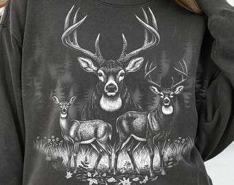 Vintage cerf PNG des années 90 Style graphique animaux de la forêt Sublimation Grunge rétro chasseur cerf délavé Png Nature chemise Design imprimable cerf des années 2000