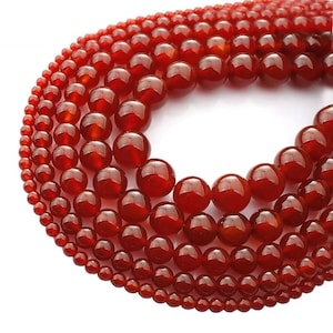 Natuurlijke rode agaat hoogwaardige AAA gladde ronde losse kralen 15" | 4/6/8/10/12 mm | DIY-bedelkralen voor accessoires voor het maken van sieraden