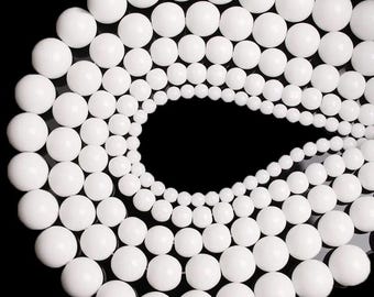Perles rondes en vrac rondes en céramique blanche 15" | 4/6/8/10/12 mm perles de charme bricolage pour accessoires de fabrication de bijoux en gros