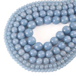 Natural Angelite Gemstone Grade AAA Smooth Round Loose Beads 15“ |4/6/8/10/12mm | DIY Charm Beads For Jewelry Making Accessories
