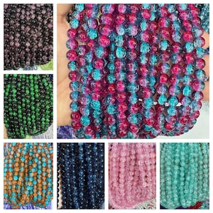 40 stijlen gemengde kleur gebarsten kristalglas ronde kralen losse kralen 8 mm DIY charme kralen voor sieraden maken accessoires 20/50/100 stks een verpakking