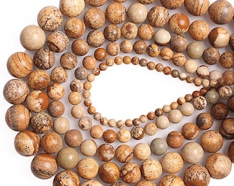 AAA Natural Picture Jasper Stone Beads Gemstone Round Loose Beads15“ 2/3/4/6/8/10/12mm | DIY Charm Beads For Jewelry Making Accessories