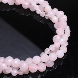 Natural Shining Micro faceted Pink Rose Quartz Beads Natural Gemstone Round Loose Beads 15“ |2/3/4/6/8/10/mm| For Jewelry Making