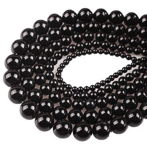 Natural Onyx Agate/Black Glass Grade AAA Smooth Round Loose Beads 15“ | 4/6/8/10/12/14mm | DIY Charm Beads For Jewelry Making Accessories