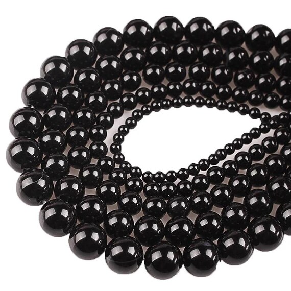 AAA Faceted Black Agate Onyx Gemstone Beads - Round Loose Beads 4mm To 14mm