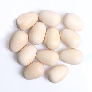 Natural Wooden Eggs Wood Carpet Decoration Easter Egg Program 5/10/20/50/100pcs | 20*30mm | DIY Unfinished Wooden Fillable Eggs