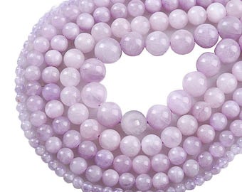 Natuurlijke paarse kunziet edelsteen AAA gladde ronde losse kralen 15" | 4/6/8/10/12 mm | DIY-bedelkralen voor accessoires voor het maken van sieraden
