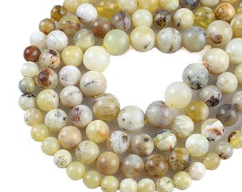 Natural Yellow Opal Gemstone Grade AAA Smooth Round Loose Beads 15“ | 6/8/10mm | DIY Charm Beads For Jewelry Making Accessories