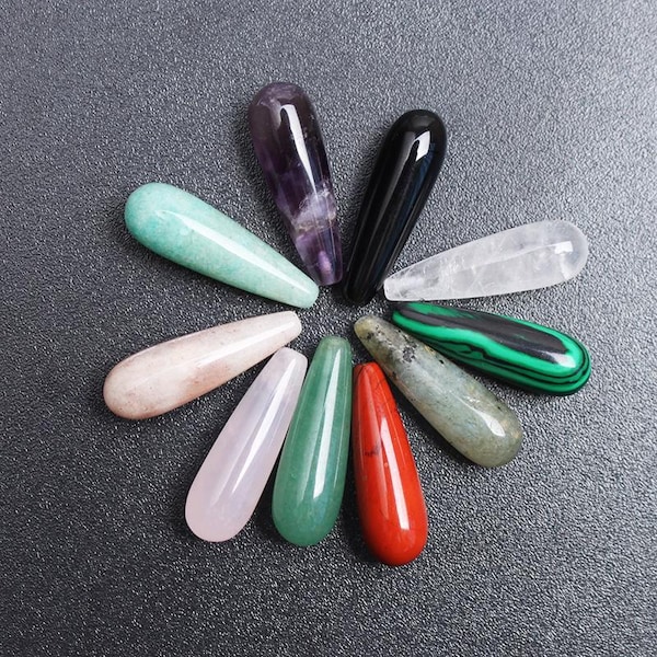 Perline lunghe a goccia in pietra preziosa da 8*24 mm, pendente a goccia semiforato, fornitura di gioielli, accessorio per orecchini, confezione da 2/10 perline