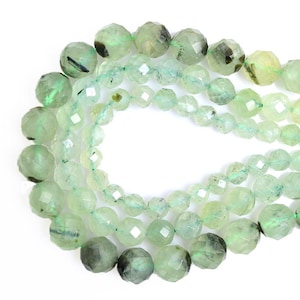 Micro Faceted Natural Green Prehnite Grapestone Round Beads Gemstone Loose Beads 15“ |6/8/10/mm| For Jewelry Making