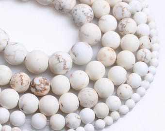 Natural / Artificial Africa White Howlite Grade AAA Round Loose Beads 15“ |4/6/8/10/12mm | DIY Charm Beads For Jewelry Making Accessories