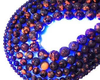 Natural Yooperlite UV Reactive Gemstone Grade AAA Round Loose Beads 15“ | 4/6/8/10/12mm | DIY Charm Beads For Jewelry Making Accessories
