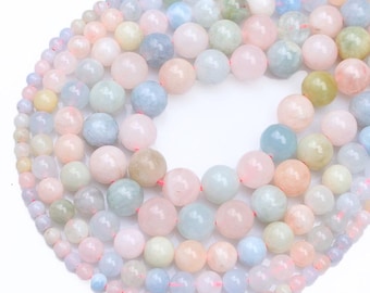 Natural Pink Morganite Gemstone Grade AAA Smooth Round Loose Beads 15“ |4/6/8/10/12mm | DIY Charm Beads For Jewelry Making Accessories