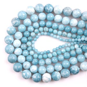 Natural Larimar Gemstone Grade AAA Round Loose Beads 15“ | 4/6/8/10/12mm | DIY Charm Beads For Jewelry Making Accessories