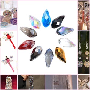 Shining Faceted AUREA Crystals Water Droplet Shape - Various Colors -Wedding Decorations，Upcycle Chandelier，Aurora Borealis，AB Glass Prisms