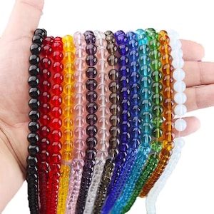 Round Glossy Crystal Glass Grade AAA Loose Beads 15“ 8/10mm DIY Charm Beads For Jewelry Making Accessories wholesale