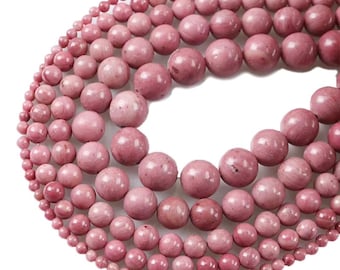 Rose Pink Rhodonite Genuine Natural Gemstone Grade AAA Round Loose Beads 15“ |4/6/8/10/12mm | DIY Charm Beads For Jewelry Making Accessories